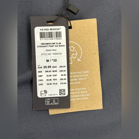 Vero Moda Women’s Slim Straight, Flat Front Dress Pants, Size M/30, Ombré Blue - Picture 2 of 13